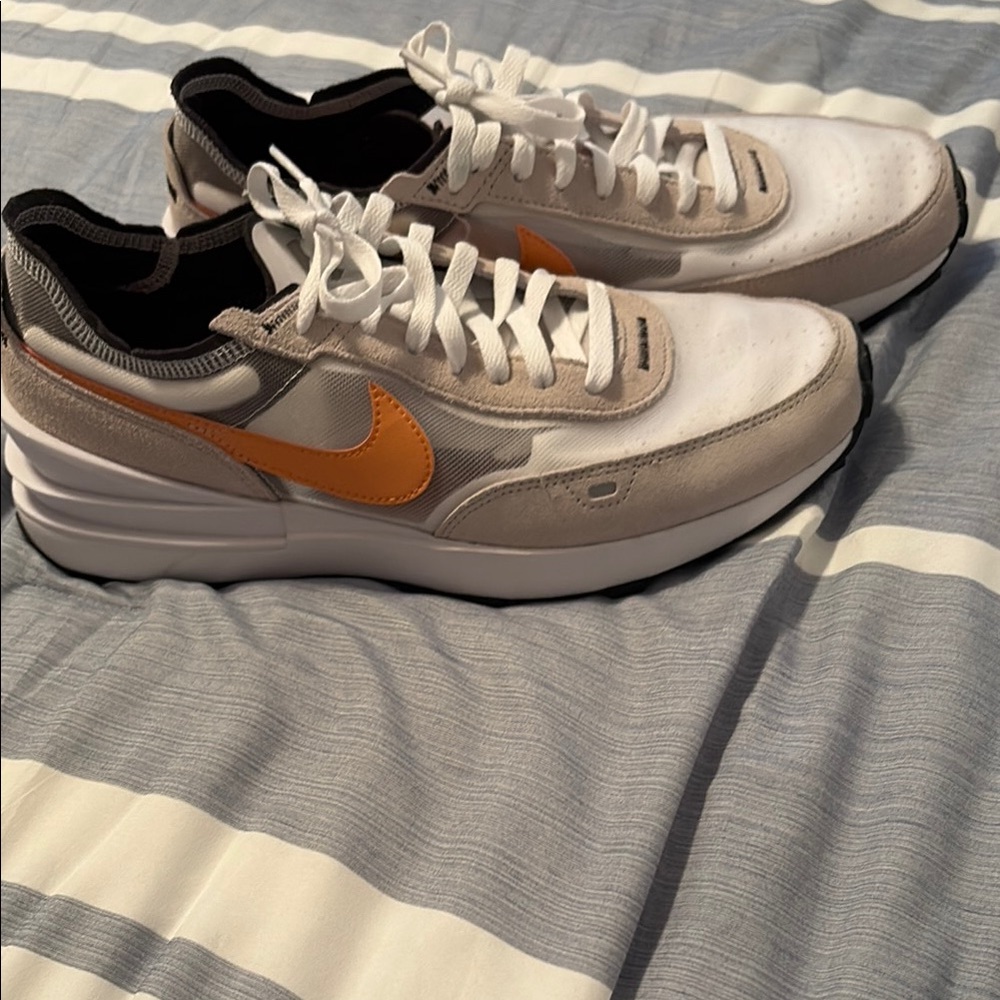 Nike Waffle. White and Orange Sneakers Modern Design. In great shape.